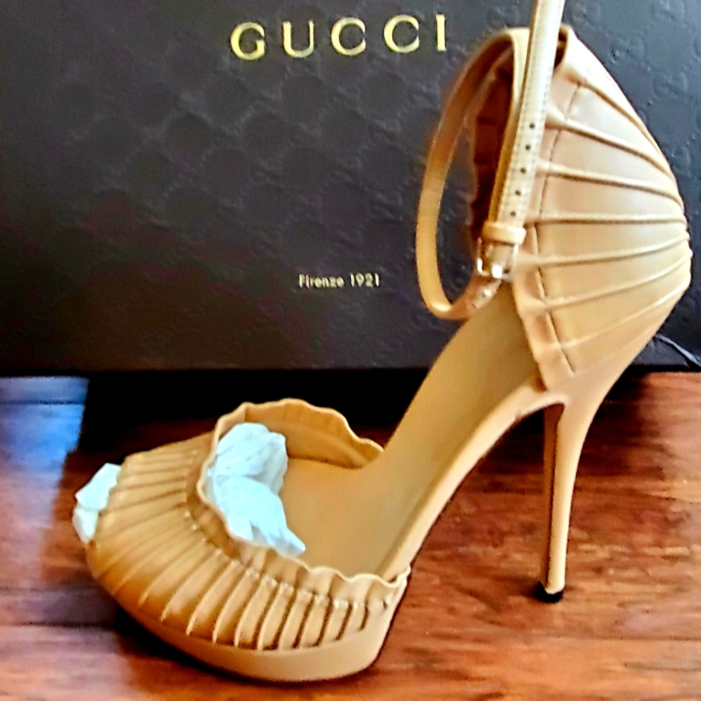 Gucci RARE Taryn Peep Toe Heels. Worn Once. Sz 37+. $299